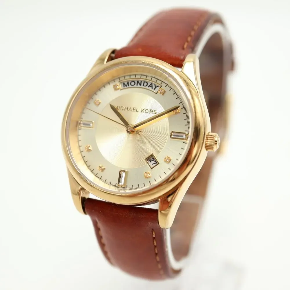 Michael Kors Colette Luggage Full Day 34mm Womens Watch MK2374 w New Battery